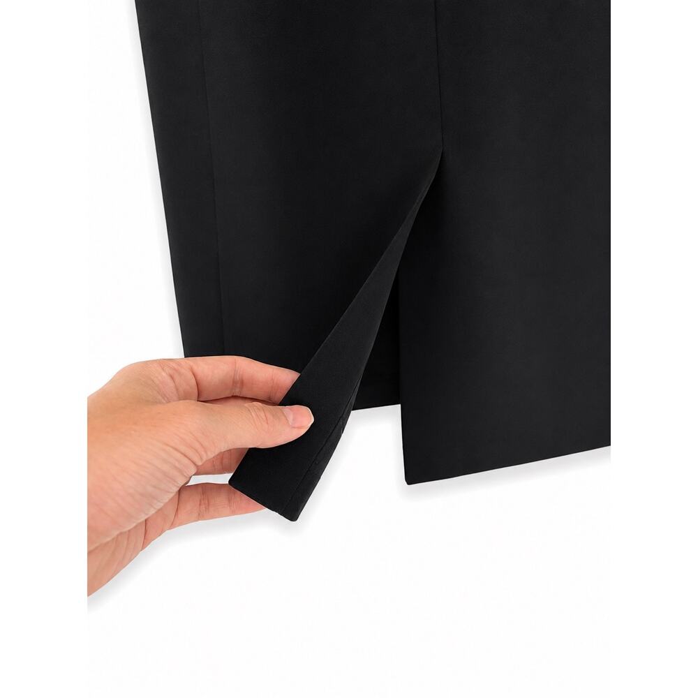 Ralph Lauren Black Fitted Pencil Dress Sz L Staple Luxury Essential LBD Classic - Picture 4 of 4